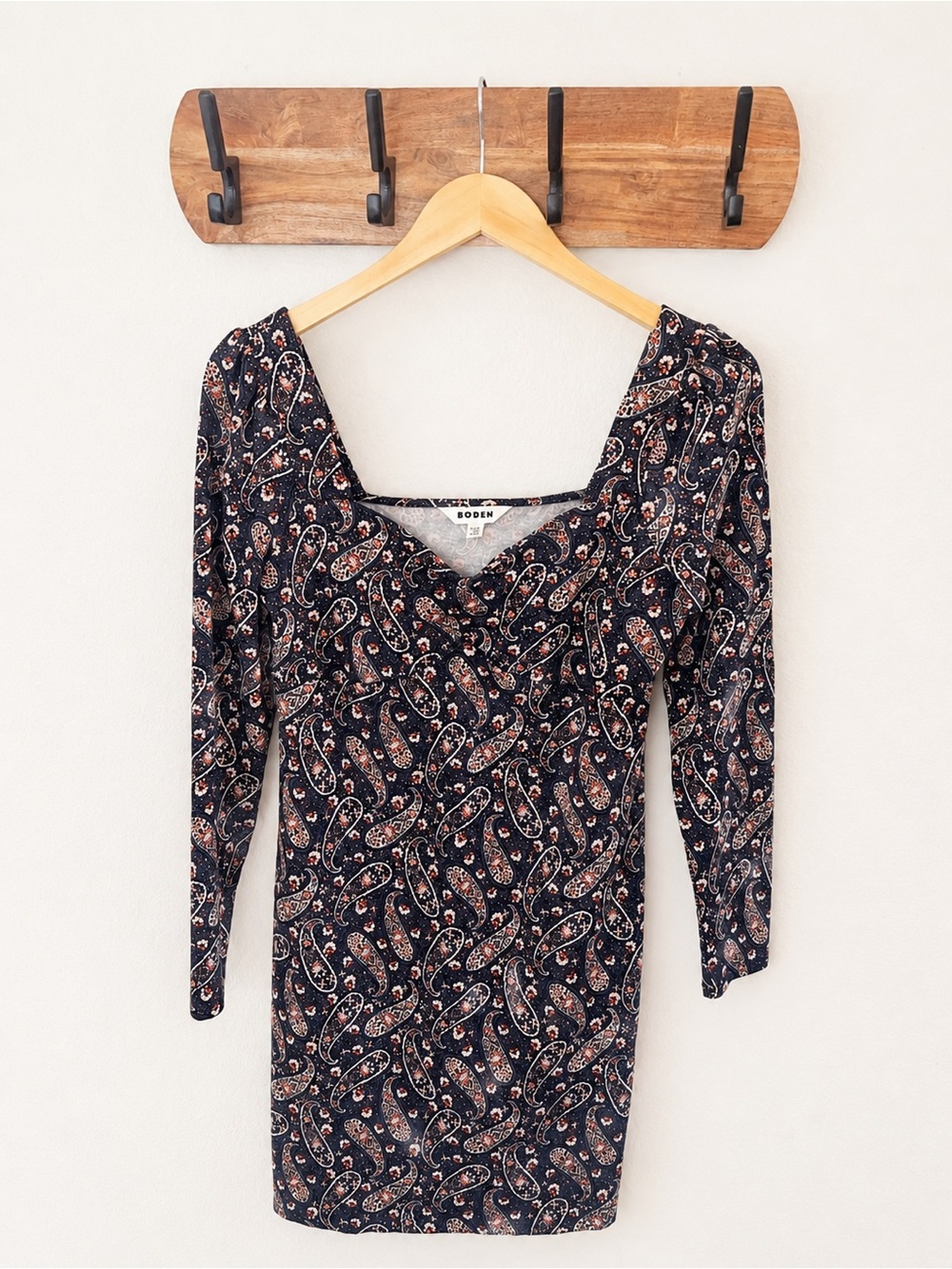 Boden Sweetheart Paisley Long Sleeve Mini Dress Size 10